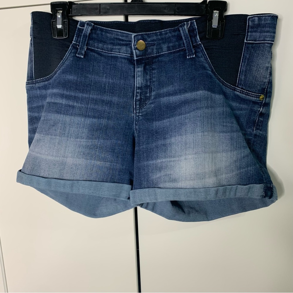 Liz Lange Maternity Stretch Denim Cuffed Midi Shorts